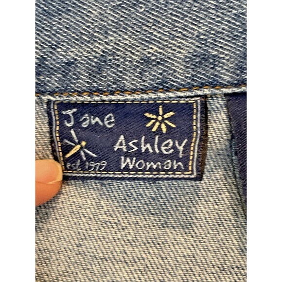 Jane Ashley Denim Embroidered Jacket with Buttons 2X Flowers 100% Cotton - Picture 4 of 12